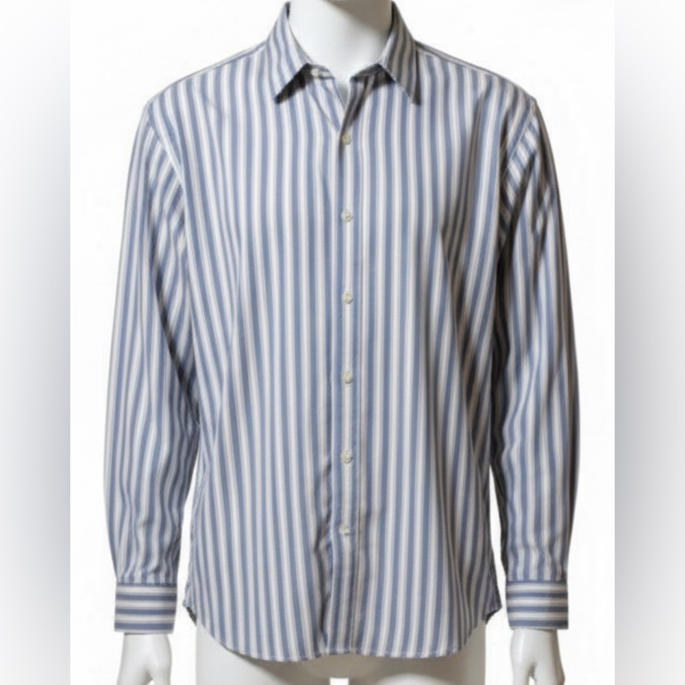 J. Crew Light Blue, White, Yellow Striped Dress Shirt